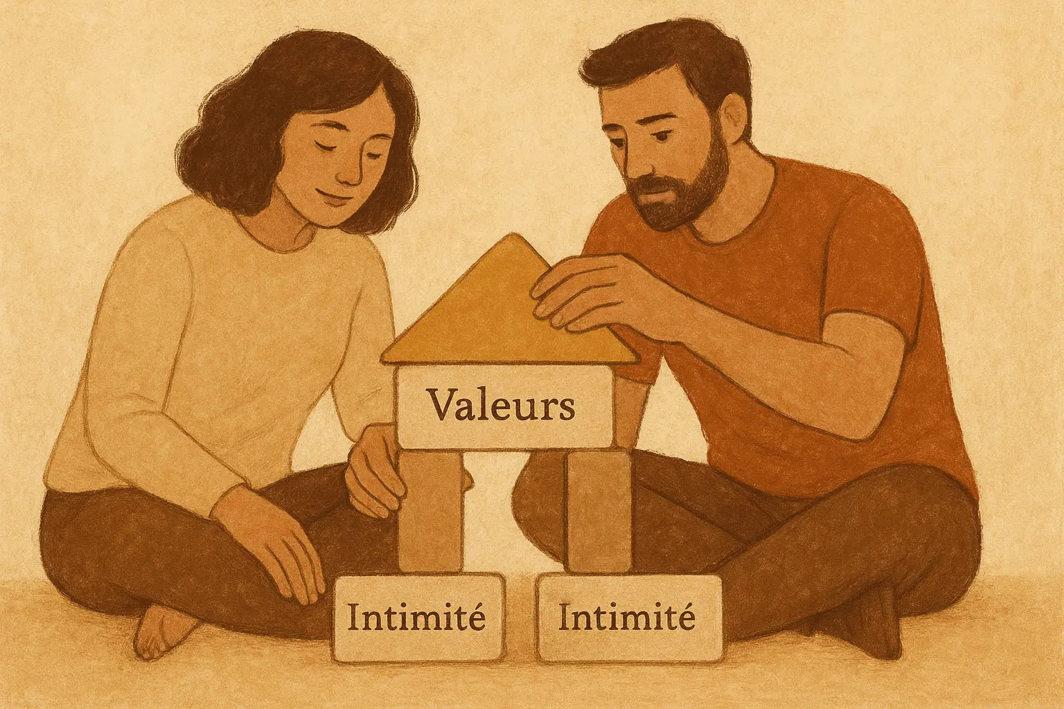 Couple en discussion profonde posant les fondations de leur relation